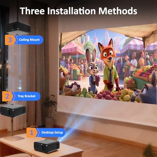 Mini Projector with WiFi and Bluetooth,4K 1080P Support Portable Projector,Built-in Apps,Android 13,Auto Keystone Correction,260 ANSI,32"-150"Screen Movie Video Projector for Indoor/Outdoor - Thumbnail 2