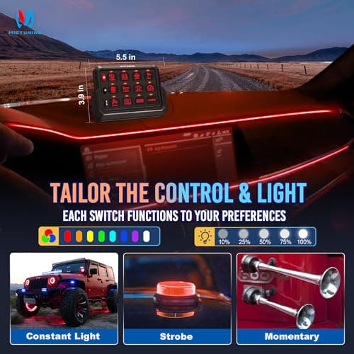 MICTUNING P1s-AC Wireless 12 Gang Switch Panel, 433MHz Remote Control Range Up to 265FT Plug and Play 12v Multifunction Toggle Momentary Pulsed Strobe Circuit Control Relay System Box for Car Truck RV - Thumbnail 5
