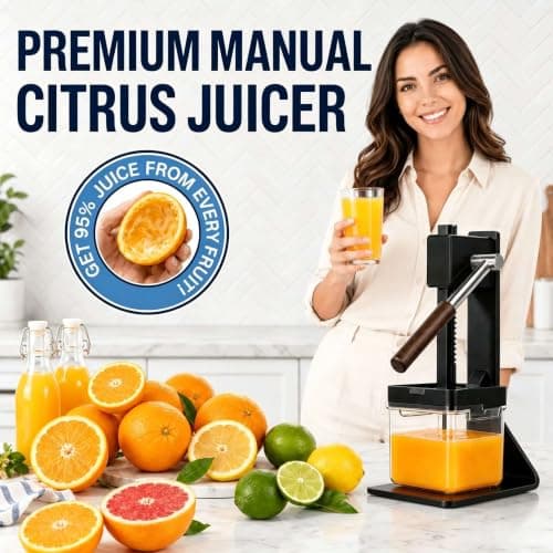 Kundita Premium Aluminum Manual Citrus Juicer, Heavy Duty Hand Squeezer for Fresh Orange Lemon Lime Juice, Perfect for Health Enthusiasts & Home Wellness Kitchens, Black - Thumbnail 5