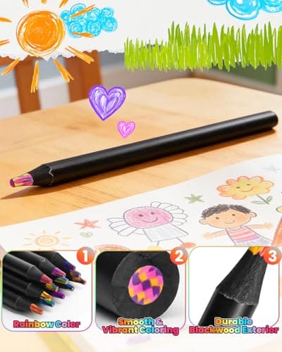 Allotall Easter Basket Stuffers for Teens, Easter Basket Essentials, 12 Rainbow Colored Pencils, Gifts for Boys Girls Ages 5–12, Art Supplies for Kids, Birthday Party Favors - Thumbnail 4