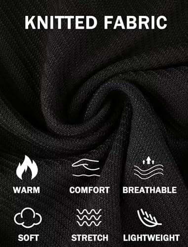 BAYAMO Mens Polo Sweater V Neck Long Sleeve Pullover Sweater Casual Knit Textured Sweater Black M - Thumbnail 6