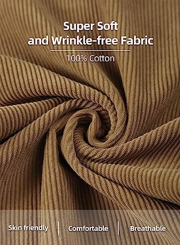 Womens Corduroy Pants Casual High Waisted Straight Leg Vintage Trousers for Women with Pockets (Brown US 6) - Thumbnail 5