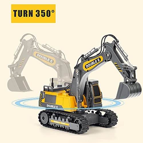DOUBLE E Remote Control Excavator Toy Construction Toys Tractor Rechargeable Battery RC Vehicles Electric Truck Sandbox Digger Toys for Boys Girls Kids, Gray - Thumbnail 2