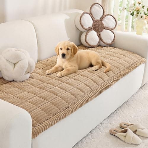 Royhom Couch Cover for Dogs Washable, Soft Thick Pet Couch Covers for Sofa, Pawcart Couch Protector Pet Friendly, Furniture Covers Dog Mat for Couches and Sofas (Khaki, 27.6 x 47.2 Inch) - Image 1