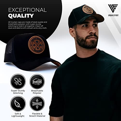 Urban Effort Mesh Trucker Hat,Men and Womens Trucker Hats with Adjustable Strap,Baseball Snapback Closure for Mountaining,Hunting&Hiking (Black) - Thumbnail 3