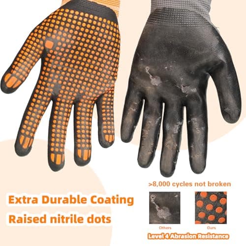 Schwer 3/6/12 Pairs Safety Work Gloves MicroFoam Nitrile Coated, Certified Level 6 Abrasion Resistant Gardening Gloves with MicroDot Grip, Touchscreen, General A1 Cut Resistant Glove, LT5619, XL - Thumbnail 2