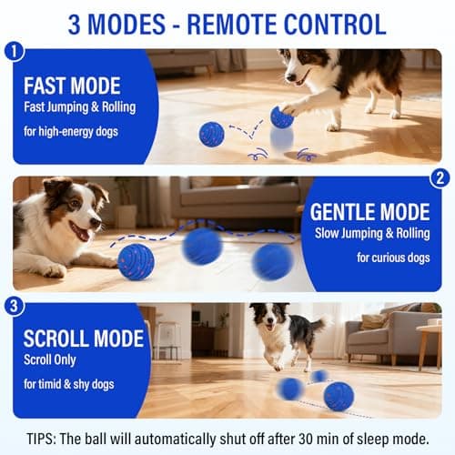 VOXGET Smart Interactive Dog Toy Ball, Upgrade Automatic 3 Modes Moving Ball with Remote Control for Medium Large Dogs, Rechargeable Waterproof E-TPU Bounce & Rotating Dog Toy to Keep Busy (Dark Blue) - Thumbnail 5