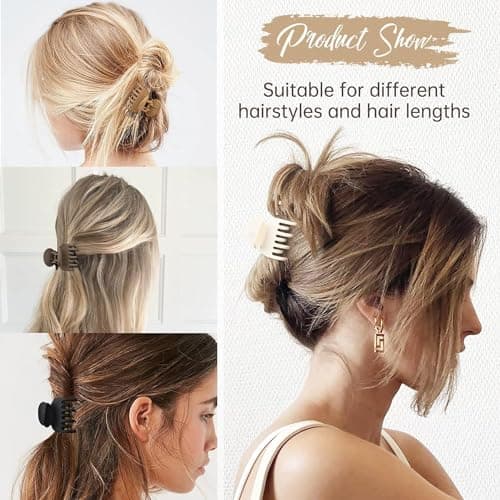 HFLYJPYW 8 Pack Small Claw Clips for Women Girls Double Row Teeth Medium Hair Clips Matte Claw Clips for Thin Hair No Slip Hair Clips for Short Hair Accessories (Dark Series) - Thumbnail 5