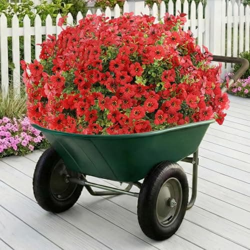 LetuoClips Artificial Flowers Fake Plants for Outdoors Spring Decoration, 13Bundles Silk Realistic UV Resistant Faux Flowers for Outside Planter Porch Yard Patio Garden Home Indoor, Red - Thumbnail 3