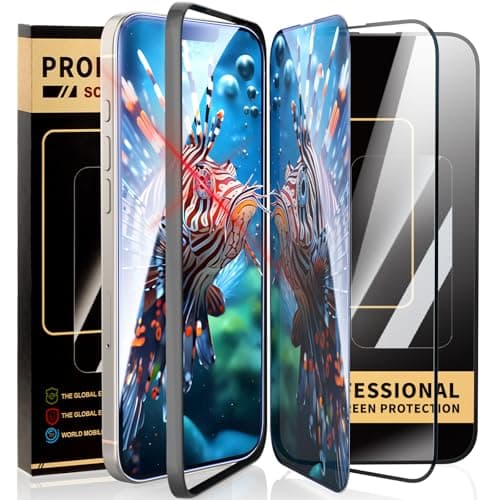 jpyyw 3 Pack for iPhone 14 Plus iPhone 15 iPhone 16 Pro Tempered Glass Screen Protector - Optional,2 HD 1 Anti Spy Privacy with Mounting Frame(12FT Military Grade Shatterproof) Scratch Resistant - Image 1