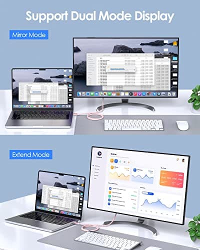 LENTION 6FT USB C to DisplayPort Cable Adapter (4K@60Hz,2K@165Hz), Type C to DisplayPort Cord Compatible with 2025-2016 MacBook Pro/Air, 2026 MacBook Neo, iPad/Surface/Mac mini,Dell(2M,Rose Gold) - Thumbnail 4