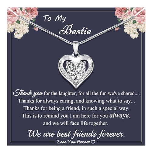 Sistble Bestie Valentines Day Gifts for Women, Best Friend Necklace Gifts Teen Gift Trendy Stuff Heart Necklaces for Bestie Love You Necklace Birthday Gift Friendship Relationship Jewelry - Image 1
