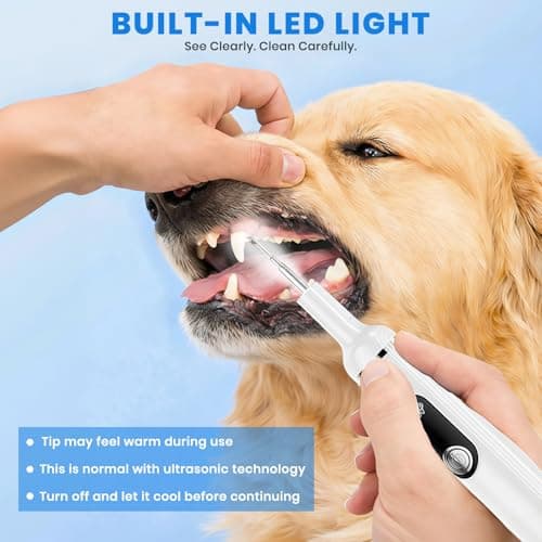 PATWING Dog Plaque Remover for Teeth,Pet Tooth Cleaner with LED Light,Cleaning Kit for Tartar and Stains,5 Adjustable Modes,Pet Teeth Cleaning kit,Suitable for Dogs and Cats (White) - Thumbnail 5