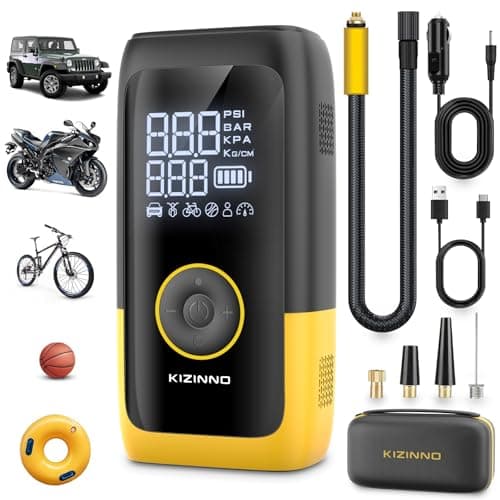 Tire Inflator Portable Air Compressor, Ultra Fast Dual-Cylinder Air Pump for [Pickup Truck & Large Car Tires] with Fine-Tune Mode, Pressure Gauge, 12000mAh&45W Fast Charge fits MPV, SUV, Cars, Motor - Image 1