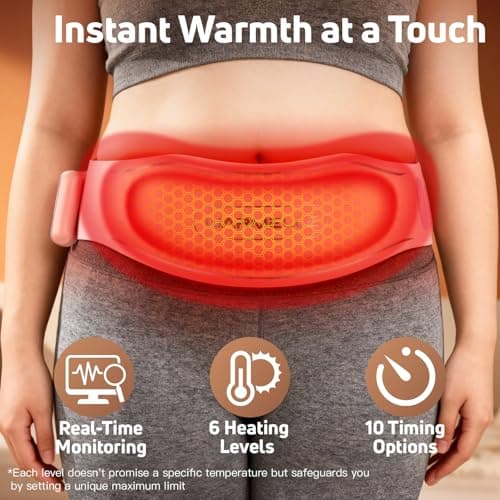 Heating Pad for Period Cramps, Portable Heating Pad for Back - Instant Soothing Menstrual Cramp Relief, Cordless Heating Pads Rechargeable with 5000mAh Battery, 6 Heat Settings, 10-99 Mins Timer - Thumbnail 3
