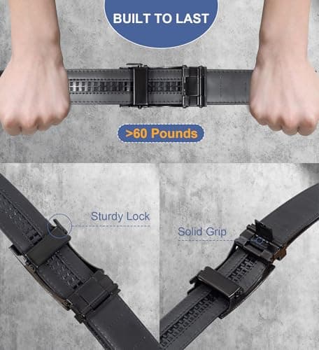 Truyis Leather Ratchet Belts For Men 2 Pack,Slide Ratcheting Belt,Adjustable Click Dress Belt - Thumbnail 6