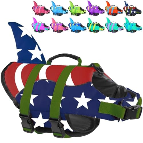 Fragralley Shark Fin Dog Life Jacket, High Buoyancy with Tear-Resistant Nylon of Dog Swim Vest, Pet Life Preserver for Small Medium Large Dogs, Puppy Float Vest for Swimming and Boating - Image 1