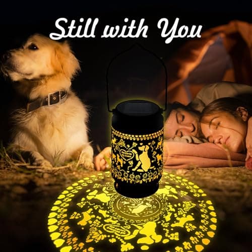 Solar Lantern Pet Memorial Gifts, with Picture Frame Keychain/Sympathy Card Dog Memorial Gifts for Loss of Dog Outdoor Solar Light Loss of Dog Sympathy Gift(with Silver Paw Keychain) - Thumbnail 4
