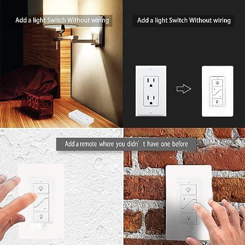 Wireless Light Switch, Remote Light Switch Compatible with Alexa, Smart Wireless Dimmer Switch and Receiver, Wall Lighting Fixture for Ceiling Lights, Fans, Lamps - Thumbnail 4