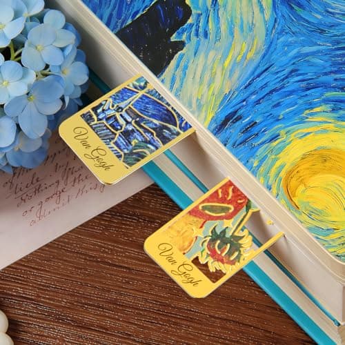 KInsound 8pcs Metal Bookmarks with Tassel, Golden Van Gogh Monet Oil Painting Theme Cute Book Markers for Reading Women, Men, Kids, Book Lovers, Reading Accessories Gifts for Book Lovers - Thumbnail 4