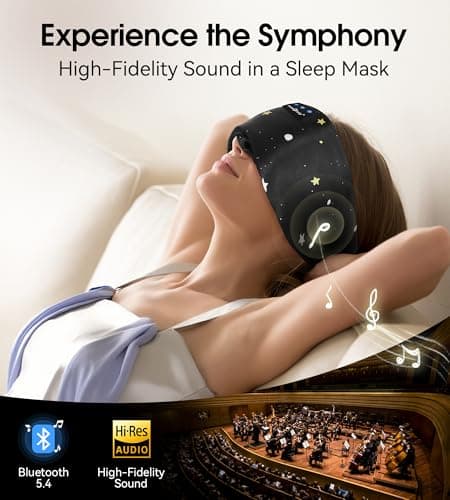 MUSICOZY Mulberry Silk Bluetooth Sleep Mask with HD Stereo Sound, Wireless Sleep Headband Headphones for Side Sleepers, Adjustable Size, Total Light Blocking, Perfect for Travel Relaxation Sleep - Thumbnail 6
