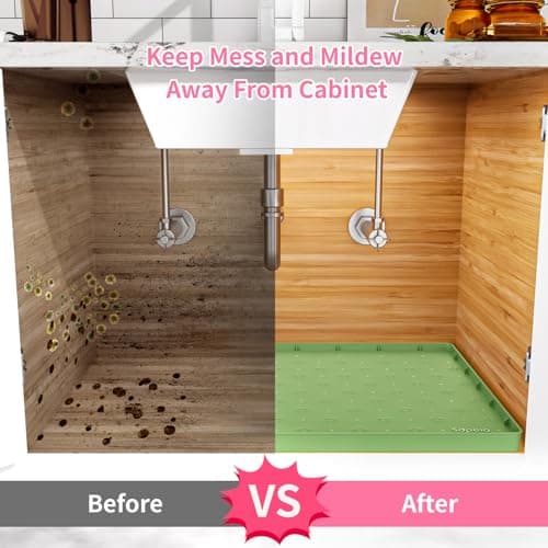 Sdpeia Under Sink Mat 31"×22" Waterproof Silicone Cabinet Liner & Sink Protector for Kitchen & Bathroom, Multi-Purpose Organizers Tray for Pets, Laundry, Cat Litter Mat - Thumbnail 6