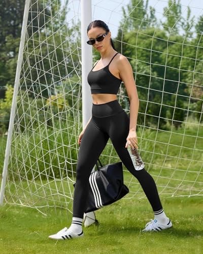 MXYMXY 25" High Waist Yoga Pants for Women – Quick Dry Sculpting Leggings Tummy Control Squat Proof Hidden Pocket for Running Black - Thumbnail 6