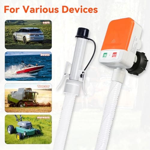 Fuel Transfer Pump with Auto-Stop Sensor Battery Powered,3 Tank Adapter, Cordless Battery Siphon Pump for Gasoline, Diesel, Kerosene – Ideal for Vehicles, Lawn Mowers - Thumbnail 6