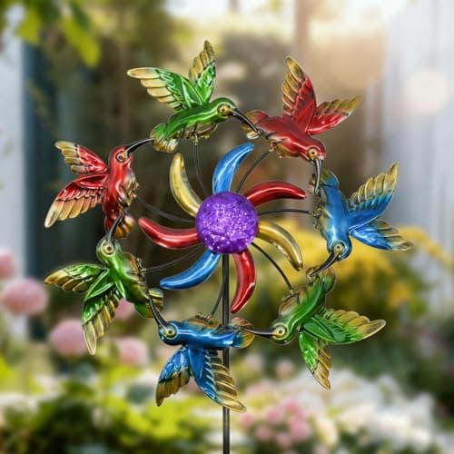 Wind Spinners Outdoor Hummingbird - Birthday Gifts for Women Mom Wife Grandma, 39" Metal Stake Wind Sculpture Yard Art for Garden Decor for Outside, Patio,Lawn - Image 1
