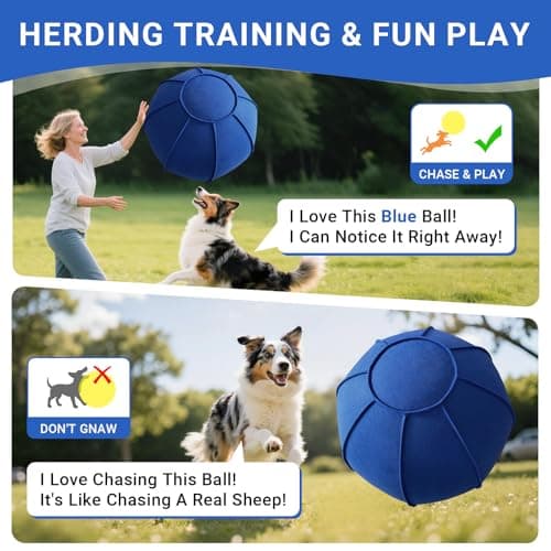 VOXGET Herding Ball Toy for Dogs and Horses, 25" Thickened Durable Herding Ball Set for Australian Shepherd, Interactive Dog Training Toys for Large Breeds Outdoor Play and Exercise Agility (Blue,L) - Thumbnail 2