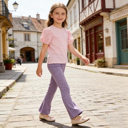 3 Pack Girl Leggings High Waisted Flare Pants Bell Bottoms Suitable for Yoga Leisure Sports School Uniforms Travel 4-13 Years - Thumbnail 2