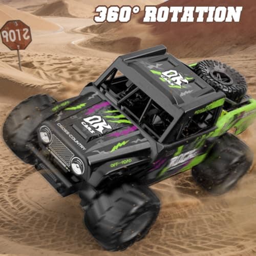KB KAIBO Q191 1:16 Amphibious Remote Control Car - Waterproof All Terrain RC Monster Truck for Kids, 50+ Min Play with 2 Batteries, 2.4Ghz 4WD Off-Road Toy for Boys Girls 6-12+ (Gift Idea)-Green - Thumbnail 4