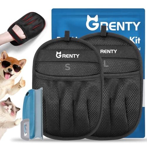 GRENTY 2 PCS Pet Hair Removal Glove for Dogs & Cats, Upgraded Five-Finger Electrostatic Magic Brush Pet Hair Remover, Pet Hair Removal Tools for Clothing, Carpet, Sofa Gaps, Car Seat - Image 1