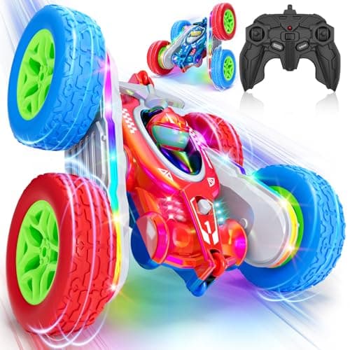 Terucle Remote Control Car, Kids Toys with Shiny Electroplated Finish, RC Cars Stunt Toy with LED Lights, 2.4GHz Double-Sided 360° Flips, USB-C Fast Charging, Perfect Birthday Xmas Gift Boys - Image 1