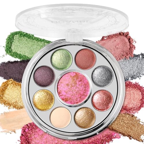UCANBE Baked Eyeshadow Palette with Blush, 9 Color High Pigment Eye Shadow & Cheek Makeup Palette, Blendable Matte Glitter Metallic Shimmer Shades, Rotating Compact Design, 01 Medieval Banquet - Image 1