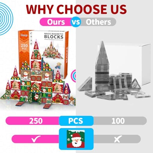 Ronqs 250 PCS 3D STEM Educational Magnetic Tiles for Kids Magnetic Blocks for Kids Magnetic Building Blocks Set - Thumbnail 6