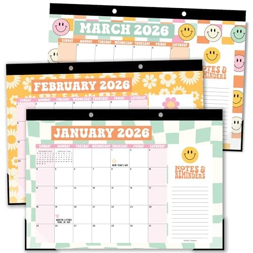 Hadley Designs Large Desk Calendar 2026-2027 - Desktop Calendar 2026, 18-Month Desk Calendars for Home, Office & Classroom, Cute Retro Classroom Must Haves, Gifts for Coworkers, Teachers & Students - Image 1