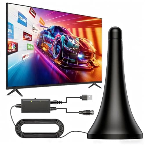 QIRUOZ Indoor Digital TV Antenna - Up to 200+ Miles Range, Amplified HD Signal Booster for Smart TVs | Supports 4K 1080P Free Local Channels, Easy Setup with 10ft Coax Cable - Image 1