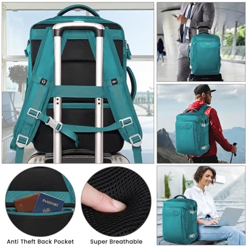 Carry on Backpack, Flight Approved Extra Large Travel Backpack with USB Charge Port, TSA 15.6 Inch Anti-Theft Laptop Backpack Lightweight Daypack Business College Weekender Overnight Bag, dark green - Thumbnail 6