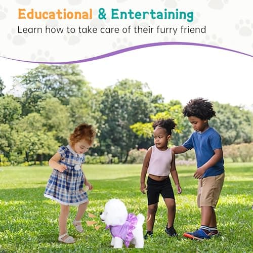 GOBRILLFUN Walking Dog Toy Remote Control, Walking and Barking Robot Dog, Electronic Plush Puppy Toy for Kids Age 3-6, Ideal Gift for Girls(Great Pyrenees) - Thumbnail 5