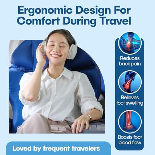 2 Pack Airplane Foot Hammock, No-Collapse Foot Hammock for Plane Travel, Thickened Bamboo Airplane Foot Rest, Adjustable Footrest for Office, Long Flight - Thumbnail 3