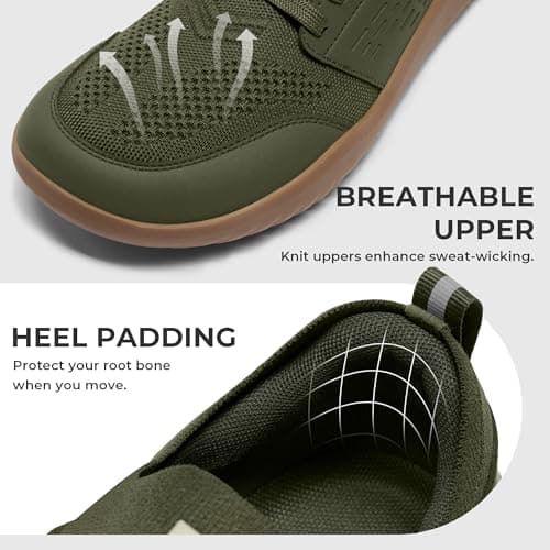 AIRHAS Mens Barefoot Shoes with Wide Toe Box Gym Workout Sneakers for Men Zero Drop Cross Training Shoes(Olive/Gum,8.0) - Thumbnail 6