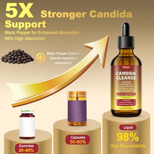 Candida Cleanse Detox for Women & Men - Gut & Parasite Cleanse with Caprylic Acid, Oregano, Black Walnut - Candida Support & Overgrowth Balance, Drops for Gut, Digestive & Immune Support (2 Fl Oz) (3) - Thumbnail 5