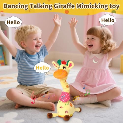 Emoin Dancing Talking Giraffe Baby Toy, Adjustable Volume Baby Giraffe Toys Singing 10 Children's Songs Singing Mimicking Recording Repeating What You Say for Toddlers - Thumbnail 5