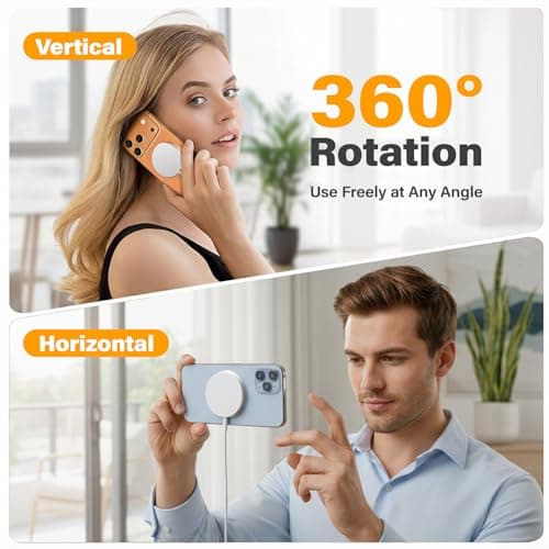 Magnetic Wireless Charger Charging Pad: 15W Qi Fast Portable Slim Charger Puck for iPhone 17 Air 16e 16 Pro Max 15 14 13 12 Series & Samsung Galaxy S25 Ultra- Include USB-C/A Dual Ports (3Pack White) - Thumbnail 5