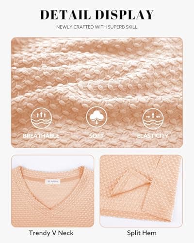 Bulotus Womens Turtleneck Sweaters Ribbed Knit Split Cowl Neck Tunic Sweaters Apricot - Thumbnail 6