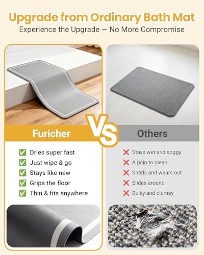Soft Diatomaceous Earth Bath Mat, Super Absorbent Bath Mat, Quick Dry Large Bathroom Mats, Gray Bathroom Rugs Non Slip Washable, Stone Bath Mats Substitute, Bath Room Runner Decor, 15.74" x 47.2" - Thumbnail 5