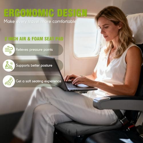 Inflatable Travel Seat Cushion for Airplane, Self-Inflating Foam Cushion - Thumbnail 4
