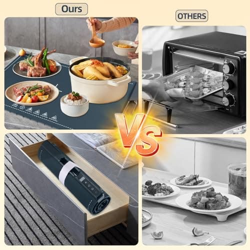 Food Warming Tray,10-Second Fast Heating,7 Temperature Settings with Timer & Overheat Protection.Warming Trays for buffets Party & Daily Use, Flexible Storage,Keeps Food Warmers and Fresh (Dark Blue) - Thumbnail 5