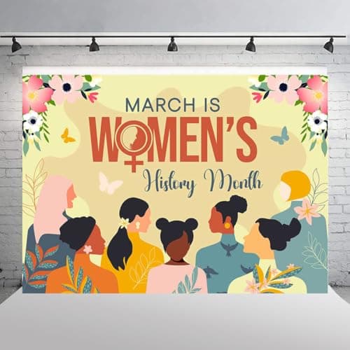 Wollmix Womens History Month Decorations Banner Backdrop 7x5ft, Female Holiday Party Supplies for Photography, Women's Rights Celebration Photo Booth Studio Props for Events - Thumbnail 4